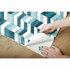 Hot Sale 🔔 RoomMates Watercolor Chevron Self-Adhesive Wallpaper 🤩 -Wallpaper Sales Store detail2YWI2022 1