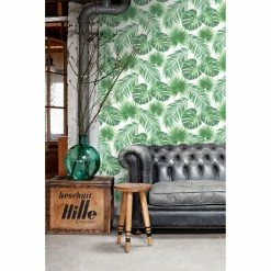 Deals 🎁 ESTA Home Design Department Patti Light Green Leaves Wallpaper 🥰 -Wallpaper Sales Store detail4BREW4911