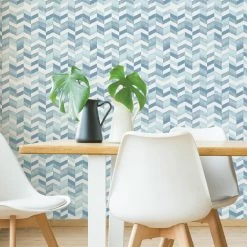 Hot Sale 🔔 RoomMates Watercolor Chevron Self-Adhesive Wallpaper 🤩 -Wallpaper Sales Store detail5YWI2022