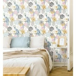 Deals 😉 Self-Adhesive Wallpaper RoomMates Perennial Blooms Peel And Stick Wallpaper ⌛ -Wallpaper Sales Store detailYWI1988