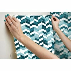 Hot Sale 🔔 RoomMates Watercolor Chevron Self-Adhesive Wallpaper 🤩 -Wallpaper Sales Store detailYWI2022 1