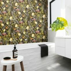 Best deal 👍 RoomMates Tropical Flowers Self-Adhesive Wallpaper 🤩 -Wallpaper Sales Store detailYWI2026