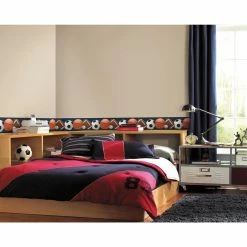 Best Sale 🤩 Self-Adhesive Wallpaper RoomMates Sports Balls Peel And Stick Wallpaper Border ❤️ -Wallpaper Sales Store detailYWI2061