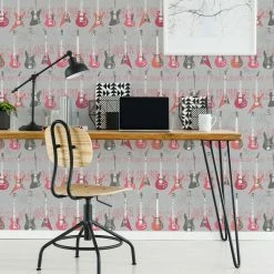 Wholesale 😀 Brewster Kids Richards Rock Star Guitar Stripe Wallpaper ⭐ -Wallpaper Sales Store inuseBREW4882