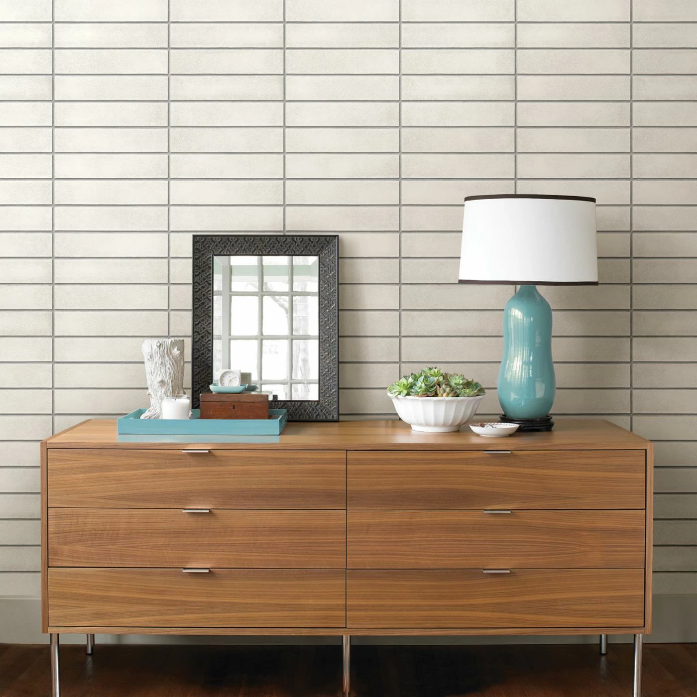 Buy π Self-Adhesive Wallpaper NuWallpaper White Mid-Century Brick Peel And Stick Wallpaper π 4 Buy π Self-Adhesive Wallpaper NuWallpaper White Mid-Century Brick Peel And Stick Wallpaper π - Image 2