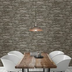 Discount โญ A - Street Prints A-Street Prints Stacked Slate Industrial Wallpaper ๐