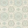 Coupon 😀 Brewster Annabel Aqua Medallion Wallpaper ✨ -Wallpaper Sales Store masterBREW2059