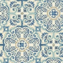 Cheapest π Self-Adhesive Wallpaper NuWallpaper Blue Florentine Tile Peel And Stick Wallpaper π