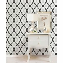 Discount ๐ Self-Adhesive Wallpaper Brewster Black And Silver Lattice Peel And Stick Wallpaper ๐ฏ