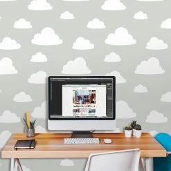 Cheap 🌟 Self-Adhesive Wallpaper Brewster Home Clouds Grey Peel And Stick Wallpaper ⭐ -Wallpaper Sales Store scaleBREW1322